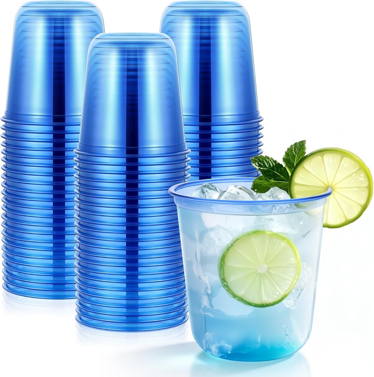 50 PCS 12 oz Clear Plastic Stemless Wine Cups – Disposable Round Bottom Cocktail Cups for Parties & Events